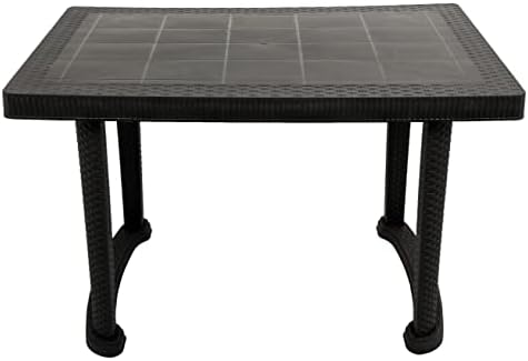 Esquire Trofi Plastic Dining Table-Black, 4 Seater, Cane Matte Surface