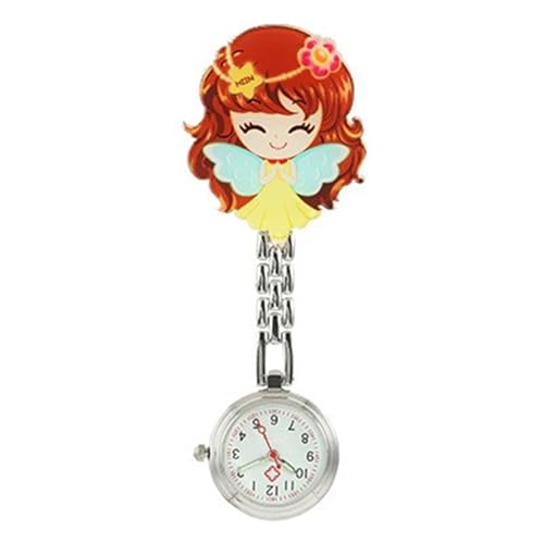 YUGSHNKFC カートゥーン ナースクリップウォッチ ムーブメント ナースハンギングウォッチ ラブリーナース ドクタークリップ 医療従事者に最適 軽量 ナース時計, フラワーフェアリー。