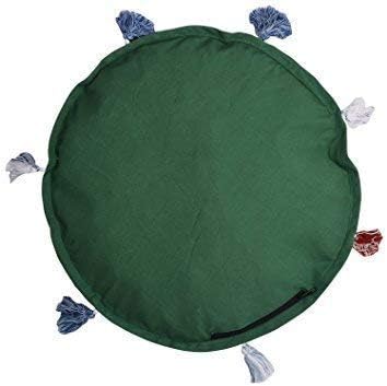 Sophia Art Round Floor Pillow Cushion Patchwork Pouf Ottoman Vintage Indian Foot Stool Bean Bag Floor Pillow Cover Home Decor Living Room Ottoman Bohemain Pillows (Green, 40 Inch)