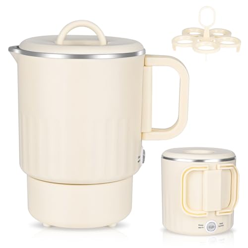 Gaethra Faltbarer Wasserkocher 800ml, Reisewasserkocher Beige, 600W 304 Edelstahl Elektrischer Wasserkocher Klein, Camping Wasserkochers mit Überhitzungsschutz, für Reisen, Büro, Outdoor Gaethra Faltbarer Wasserkocher 800ml, Reisewasserkocher Beige, 600W 304 Edelstahl Elektrischer Wasserkocher Klein, Camping Wasserkochers mit Überhitzungsschutz, für Reisen, Büro, Outdoor
