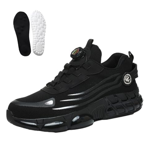 Argumub Teckrs Chaussures De Sécurité Orthopédiques S3, Embout Acier, Résistantes Aux Chocs Et Antidérapantes avec Boucle Rotative (Noir, Adulte, 45, Numérique, Système Taille Chaussures EU, Moyen)