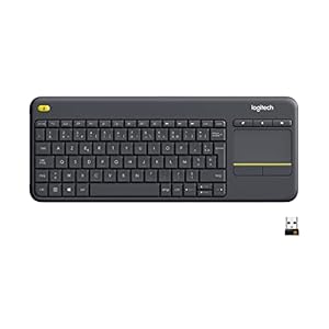 Logitech K400 Plus Clavier sans Fil Touch TV avec Contrôle Média et Pavé Tactile, Clavier Francais AZERTY – Noir, Standard