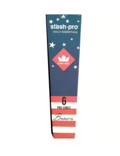 Image of Stash-Pro Pre Rolled Cones Slow Burning GMO-Free Unbleached Natural Brown Paper with Natural Arabic Gum King Size (144 Count, Brown, 84 MM)