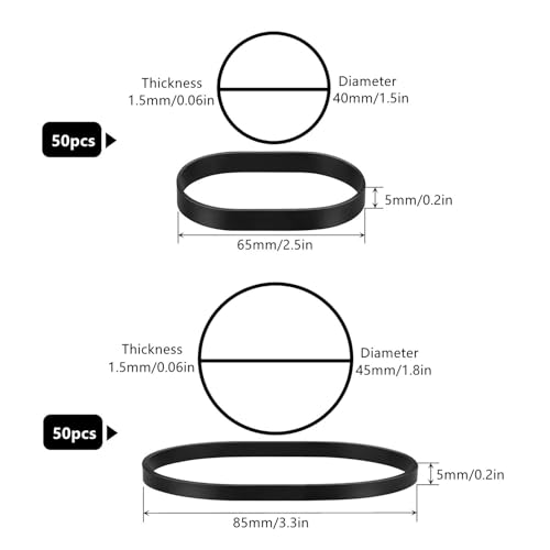 Pulseiras de borracha táticas pretas - 100 peças, 2 tamanhos, resistente, resistente ao calor, resis