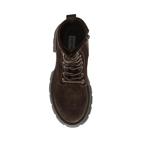 Steve Madden Steve Madden Women's Rascal Combat Ankle Boot, Brown Suede, 6.5