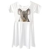 Dolyues süße 3D-Tier-Koala-Druck-Sommermode-Kleider für Mädchen, lässige Kurzarm-Rundhalskleider für Kinder im Alter von 4–14 Jahren