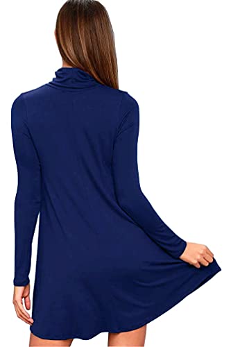 Image of KEEDONE Women's Long Sleeve Turtleneck Casual Loose T-Shirt Dresses