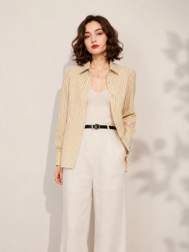 Image of Women Shirt||Women Relaxed Fit Vertical Striped Spread Collar Cotton Casual Shirt (S-12-19)