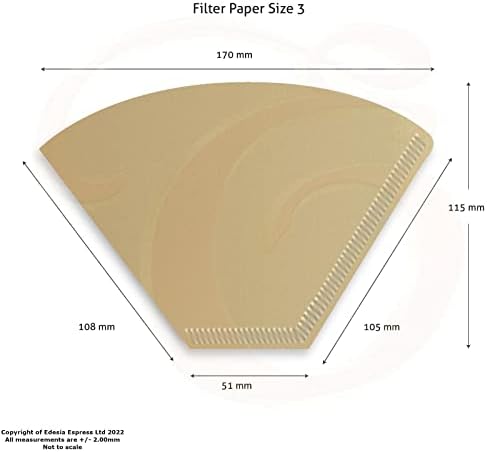 200 Size 3/102 Coffee Filter Paper Cones, Unbleached by EDESIA ESPRESS
