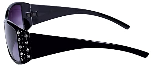 2 Pair of Women's Fashion Bifocal Reading Sunglasses with Rhinestones - Microfiber Carrying Cases Included3