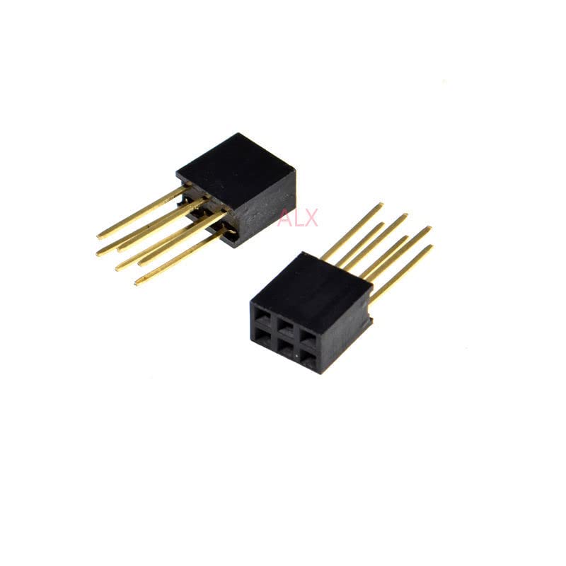 20PCS 6 PIN Double Row Straight Female PIN Header 2.54MM Pitch pin Long 11MM Strip Connector Socket 2X3 6PIN 2 * 3 for arduino PCB