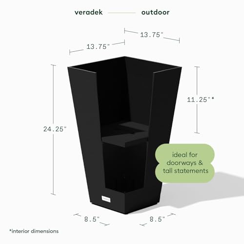 Image of Veradek Pure Series Taper Planter - Tall Tapered Outdoor Planter with Shelf
