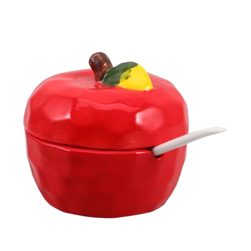 PRETYZOOM Ceramic Spice Jar Salt Sugar Seasoning Organizer Set Kitchen Condiment Pot Spoon