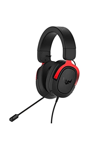 ASUS TUF Gaming H3 Rouge - Casque pour gamer compatible PC, PS4, Xbox One et Nintendo Switch, son surround virtuel 7.1, basses profondes, design léger et coussinets ventilés ASUS Fast Cooling