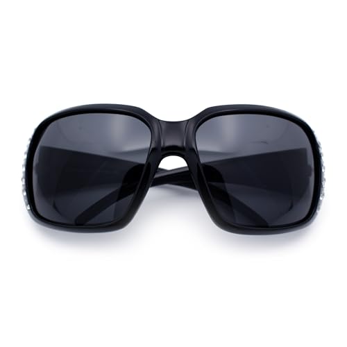 SA106 Polarized Lens Oversize Rhinestone Bling Sparkling Womens Sunglasses