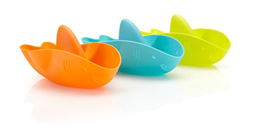 Ubbi Bath Toys for Toddlers and Baby - Stack N’ Splash Stacking Cups for Bathtub + Play Time - Shark Set of 3