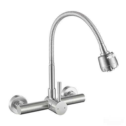 ZHYICH Wall Mount Kitchen Sink Faucet 8 Inch Center with