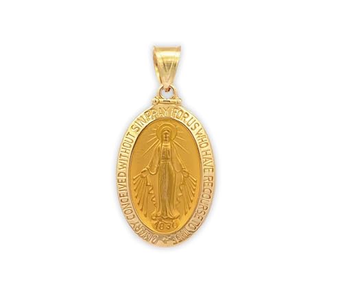 RP 14K Yellow Gold Miraculous Medal Necklace Pendant for Women & Men Authentic & Pure 14K Stunning Miraculous Medal Virgin Mary Pendant Only with Premium Jewelry Box (Extra Small)