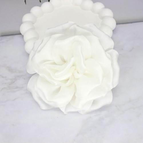 Image of Satin Fabric Rose Flower Brooches Pins for Women Elegant 3D Large Camellia Flowers Floral Lapel Pins for Valentines Day Wedding Bridal Prom Banquet Party Dress Suit Clothes Accessories