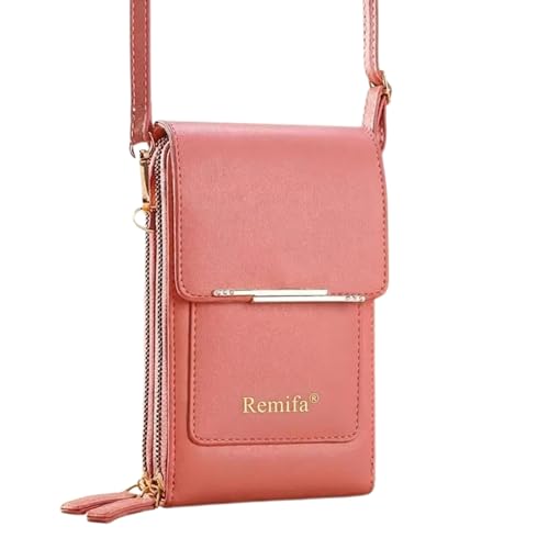 VLSVLS Remifa 2026 Trendy Minimalist Elegant Womens Touchscreen Crossbody Phone Wallet Remifa Phone Purse (Pink)