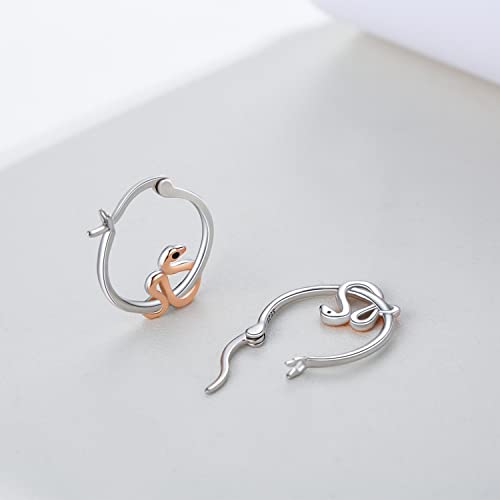 Snake Earrings Jewelry For Women S925 Sterling Silver Animal Rose Gold Hoop Earrings Hypoallergenic Snake Gifts For Girls Sensitive Ears #TOP5