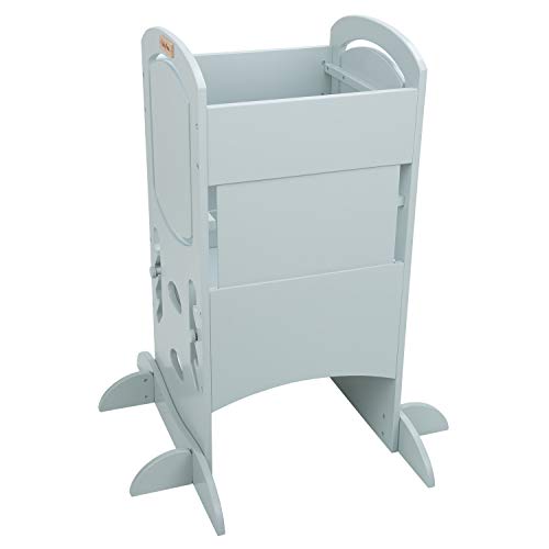 KiddyMoon Tour D’Apprentissage/D’Observation Montessori 99X48,6X46 Cm Kitchen Helper ST-002, Contreplaqué/Gris