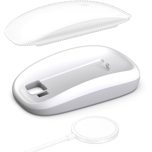 Cevorenx Magic Mouses Charger Base Wireless Charging Dock for Apple Magic Mouse 2 (Lightning), Ergonomic Wand Apple Mouse Grip with MagSafe Charging Support (White),Charger and Mouse not Included