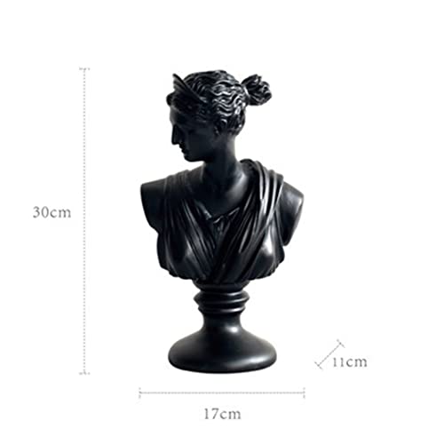 Retro Apollo Head Portrait Venus Bust Statue Elegant Home Decorations Resin Craftwork Apollo Goddess Sculpture, Black #TOP1