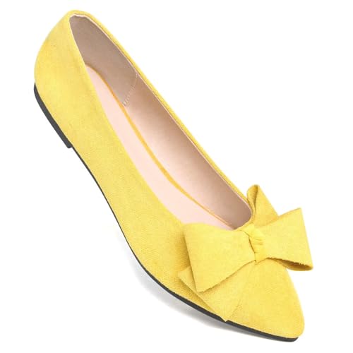 Image of TN TANGNEST Flats Shoes Women Comfort Casual Loafers | Classic Pointed Toe Bowknot Flats Cute Slip On Flats, Wear to Work Travel Walk