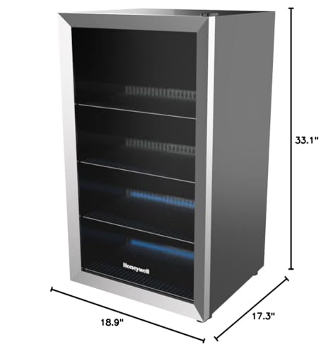 honeywell beverage refrigerator and cooler 116 can mini fridge with glass door for soda beer or wine for office or bar with adjustable removable shelving commercial grade