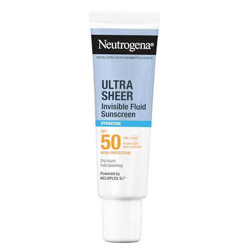 Neutrogena Ultra Sheer Invisible Fluid Hydrating Sunscreen SPF 50 Face 50ml Fragrance Free With Niacinamide Vitamin C Vitamin E and Antioxidants Non-Greasy Sunscreen For Normal To Dry Skin