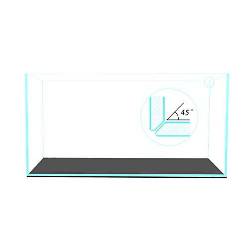 Fzone 48 Gal Rimless Low Iron Fish Tank Nova Clear Ultra-White 45° Mitered Edges Translucent Glass Anata Series Aquarium w/Black Foam Leveling Mat(S90-W45)