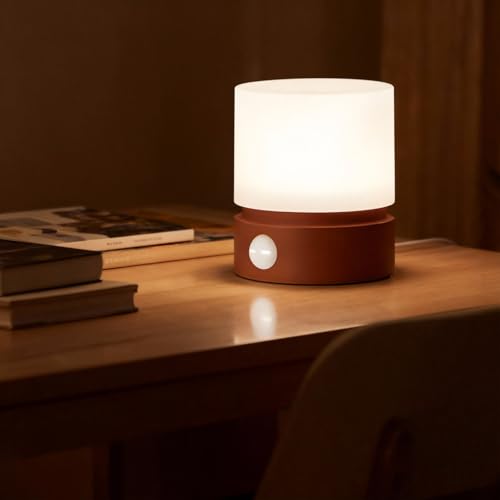 Image of Cylindrical Lamp Cute Night Light USB Charging Nordic Rotating Digital Display, Timer, Rechargeable, Dimmable, Sleep Companion Night Ligh(Red)
