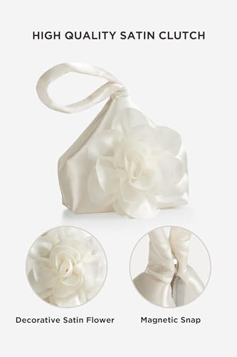 Image of BABEYOND Clutch Purses for Women - Evening Bags Flower Satin Handbag Classy Wristlet Purse for Party Daily Wedding