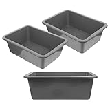 Housoutil Contenedor de Almacenamiento Plástico Rectangular 34X238X109 CM 3 Unidades Resistente PP para Cocina y Restaurante Multiusos para Lavado de Platos y Transporte de Alimentos