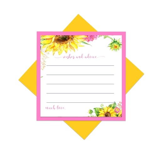 Sunflower Advice Cards (25 Pack) Fun Bridal Shower Activity - Best Wishes for New Parents - Unique Advice Alternative for Graduations, Birthdays & Time Capsules - 4x4 Cards
