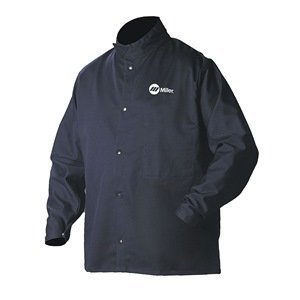 Welding Jacket, Navy, Cotton/Nylon, 2XL