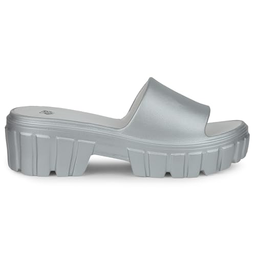Image of Liberty A-HA LB46-01E Casual Sandal for Women - Grey, Dark Grey & Yellow | Comfortable EVA Sole and Cushioned Footbed | Durable Summer Footwear for Outdoor | Ideal for Everyday Wear