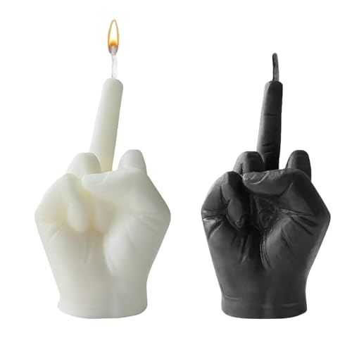 Diyxisk 2 Stück Set Mittelfinger Kerze Schwarz und Weiß 9 2 cm Deko Kerzen Lustige Kerze Handgefertigt Perfekt als Origineller Artikel und Dekoration für Partys Geburtstage das Büro