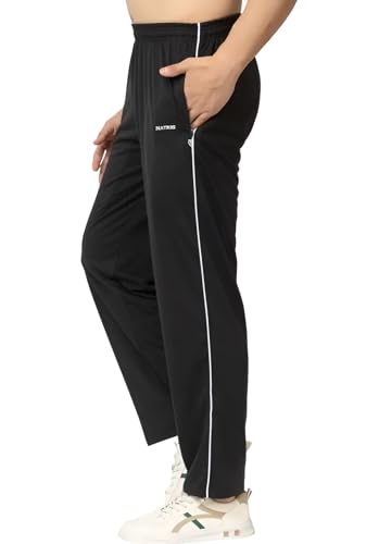 Image of Men's Track Pants with Side Zip Pockets - Regular Fit Sports Joggers for Gym, Running & Casual Wear - Mens Lower
