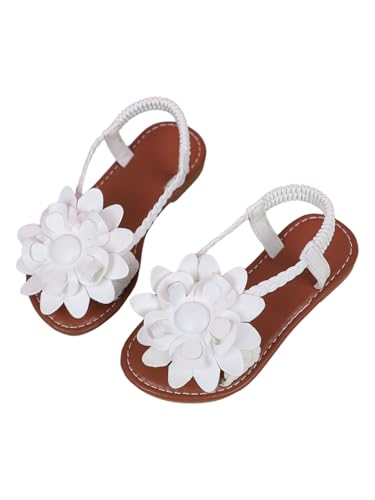 Verdusa Girl's 3D Flower Sandals Open Toe Ankle Strap Flat Vacation Sandals