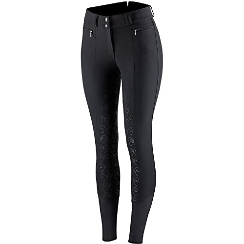 Horze Pantalones De Montar Angelina Para Mujer Con Asiento Completo De Silicona, Ligeros Y Elásticos, Cintura Alta, Negro, 40 Horze Pantalones De Montar Angelina Para Mujer Con Asiento Completo De Silicona, Ligeros Y Elásticos, Cintura Alta, Negro, 40