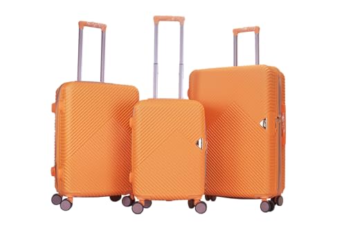 Luggage Set Hardshell 3 piece Lightweight Luggage (Persimmon Orange)