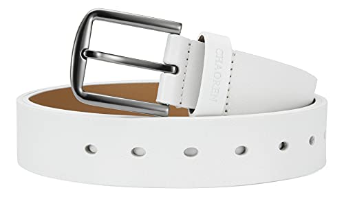 Image of Chaoren Leather Ratchet Belt 2 Pack Dress with Click Sliding Buckle 1 3 /8 inch in Gift Set Box - Adjustable Trim to Fit