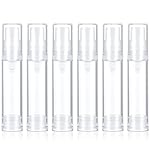 6Pcs Travel Foundation Container, 10ml Clear Airless Pump Bottles Including Lotion and Spray Types for DIY Gel Moisturiser