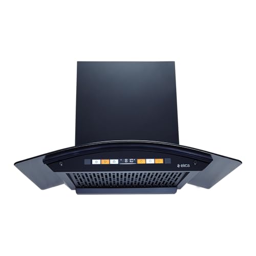 Image of Elica 75cm 1600 m3 /hr Filterless Autoclean Curved Glass Kitchen Chimney|15 Yrs Motor & 5 Years Comprehensive Warranty|Black | Orange Touch Control Panel+Motion Sensor| WD HS ORG FL 750 HAC LTW MS NERO