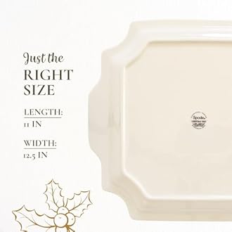 Spode Christmas Tree 12.5" Square Handled Serving Platter - Porcelain Serving Plate for Holiday Snacks, Appetizers, Buffet Displays - Microwave & Dishwasher Safe - Elegant Holiday Tableware