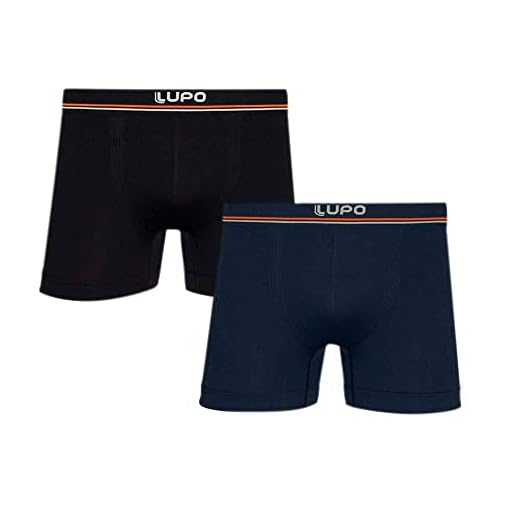 Kit com 2 Cuecas Boxer Lupo Microfibra Cor:Blue Nights/Preto;Tamanho:P (Blue Nigths/Preto, P)