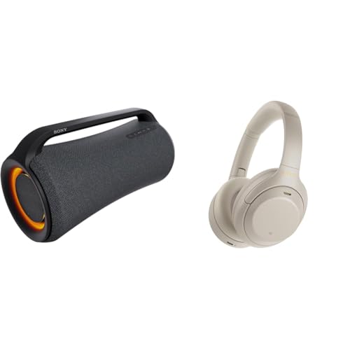 Sony SRS-XG500 X-Series Wireless Portable Bluetooth Boombox Party-Speaker with Big Powerful Sound & WH-1000XM4 Wireless Premium Noise Canceling Overhead Headphones with Mic