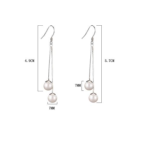 Sterling Silver Freshwater Pearl Threader Dangle Drop Earrings Threader Tassel Dangling Charm Hoop Earrings Long Chain Hook Earring Fashion Jewelry Gifts for Women4